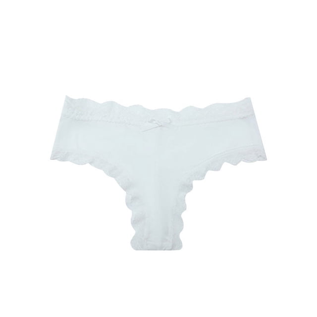 XmhyTop Pack de 5 Calzoncillos Hipster Mujer,Transpirable con Detalles de Encaje, Braguitas Sexy y Cómodas para Todo Día,Estilo C,Talle XL Blanco