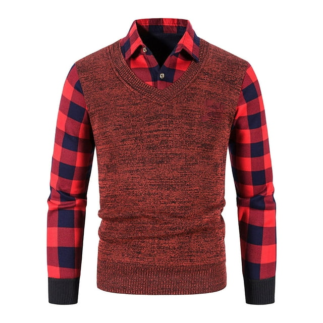 Gaexia Chemise Gainante pour Homme Automne Hiver Affaires Décontractée Deux Cols Confortable Extensible (TTTG, Rouge)
