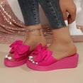 thumbnail image 6 of Hot Pink Women'S Summer Wedge Sandals Slip-On Design Bow Accent 5.5Cm Heel Casual Footwear Rose For Daily 2026, 6 of 9