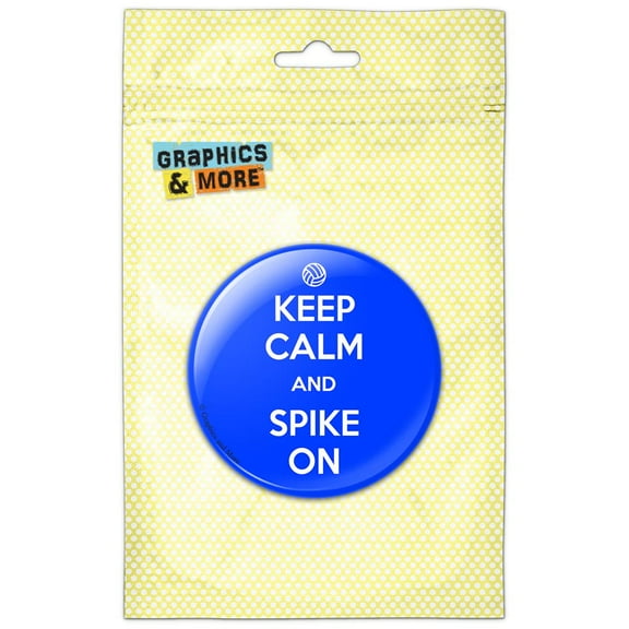 Keep Calm And Spike On Volleyball Pinback Button Pin Badge
