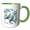 Green/White, variant on 3drose, Two Turtle Doves in Grey and Blue Cut-out Stencil on White Background, 15oz Two-tone Blue Mug