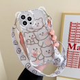 thumbnail image 3 of Funda de teléfono con cordón para iPhone, carcasa de TPU suave con diseño de gato de dibujos animados para modelos 14, 13, 11, 12, 16 Pro Max, XS, X, XR, 8, 7, 15, 14 Plus, 3 of 5