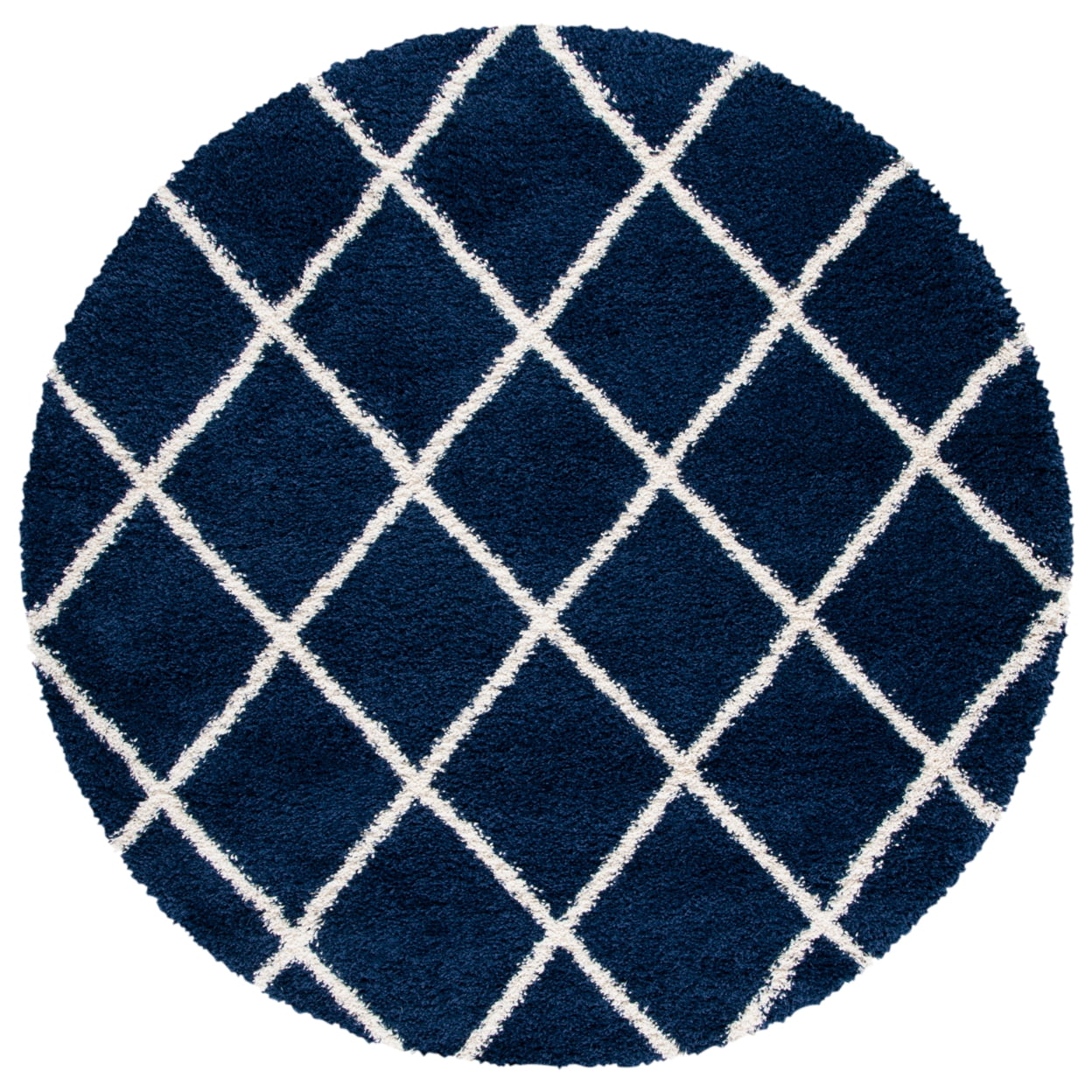 SAFAVIEH Hudson Jackson Trellis Shag Area Rug, Navy/Ivory, 8' x 10'