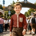 thumbnail image 2 of JAJAHO Boys Striped Button Down Shirt Long Sleeve Stand Collar Regular Fit Dress Shirts School Uniform Formal Wear For Kids 2-14Y Trendy Tops, 2 of 4