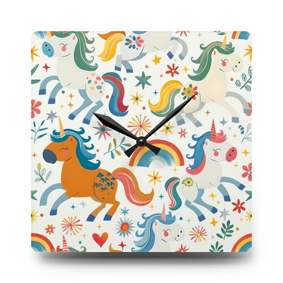 Unicorn Acrylic Wall Clock - Purple Unicorn - Kid's Wall Clock