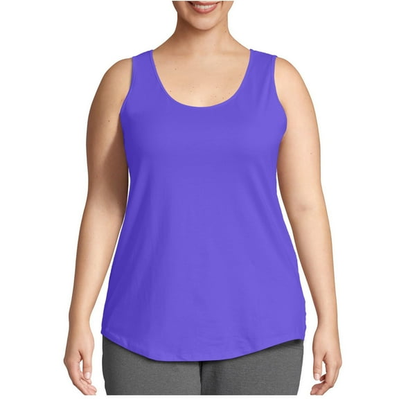 Meichang Plus Size Tank Tops for Women Sleeveless Scoop Neck Shirts Solid Comfy Workout Tops Lightwieght Yoga Gym Tank Tops Woman Purple XXXL