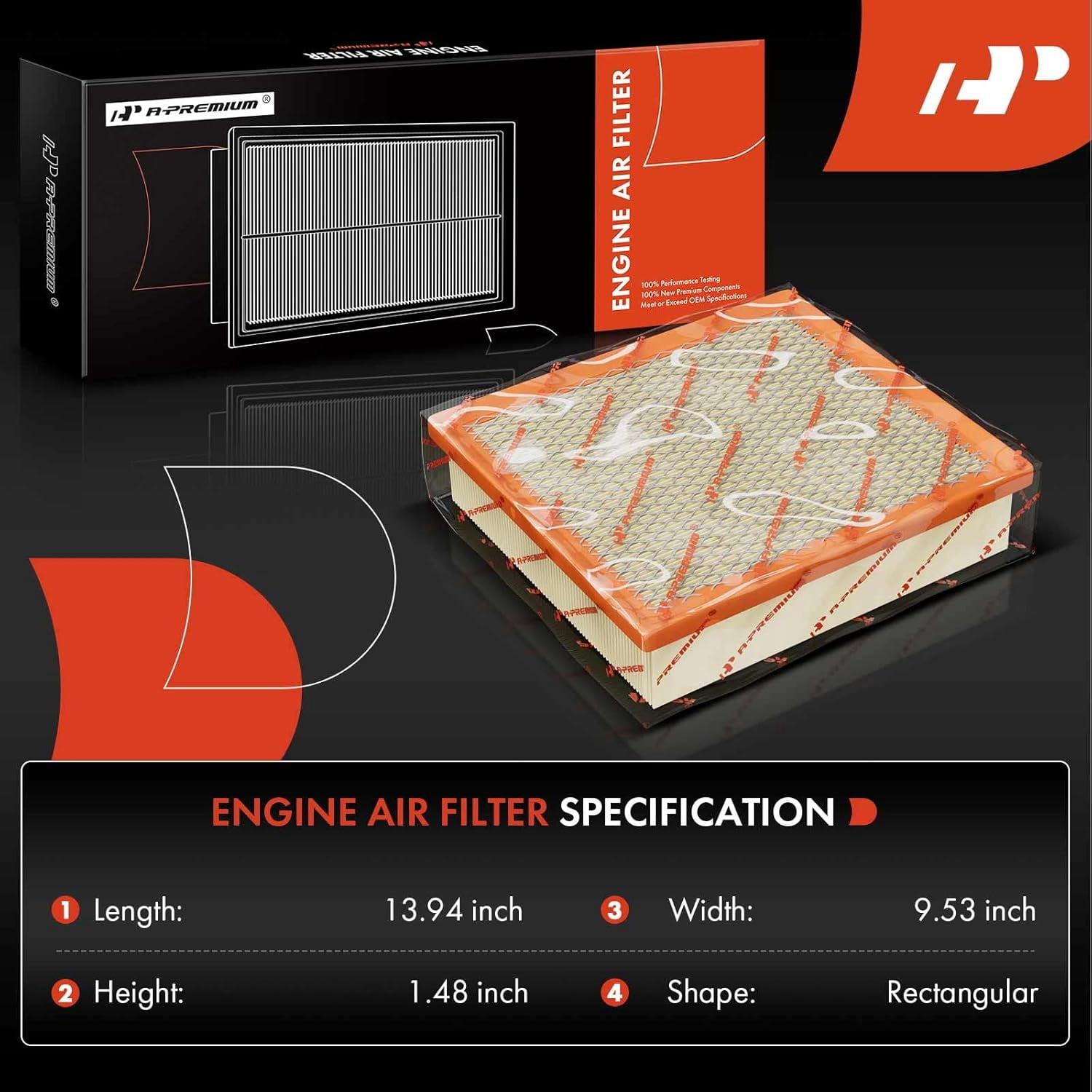 A-Premium 2-PC Engine Air Filter Compatible with BMW E70 Series X5 2007 2008 2009 2010 L6 3.0L, Replace# 13717548888