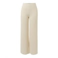 thumbnail image 4 of Pantalones acampanados de gasa de cintura alta para mujer: parte trasera elástica, cremallera lateral, tejido fluido, para bodas y cócteles, 4 of 7