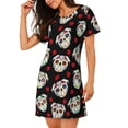 thumbnail image 2 of Balery PUG Camisón de manga corta con cuello redondo para mujer, cómodo y elegante., 2 of 6