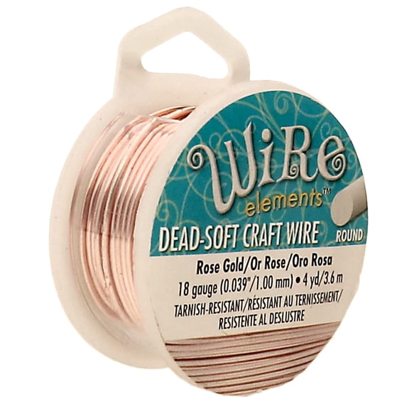 The Beadsmith Wire Elements Craft Wire – Tarnish Resistant, Soft Temper, Round, Rose Gold Color – 1mm, 18 Gauge, 4 Yard Spool – Jewelry Making, Wire Wrapping, Floral, & Other DIY Crafts