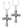 thumbnail image 4 of Nipple Rings non pierce pair Clip On Nipple Ring Cross Dangle with Small CZ, 4 of 4