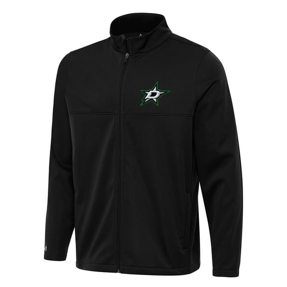 Men's Antigua Black Dallas Stars Links 2 Full-Zip Golf Jacket