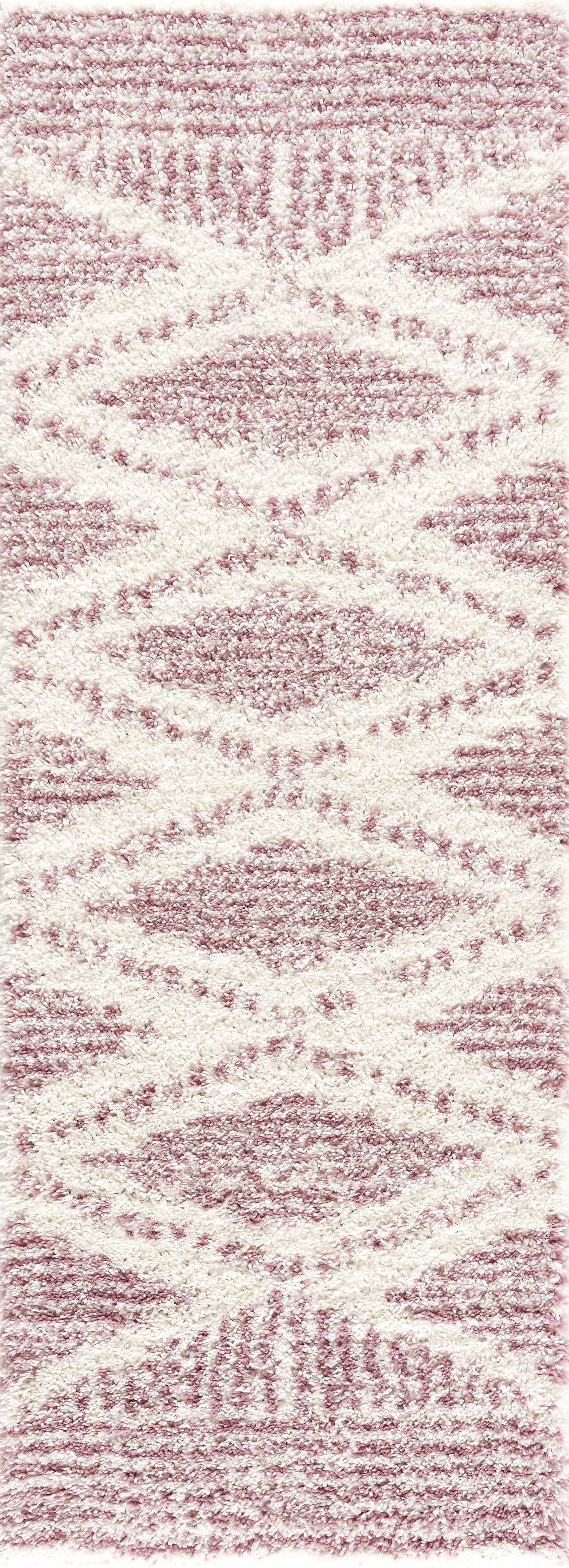 BoutiqueRugs Galaxy Boho Moroccan Geometric Shag Large Area Area Rug - High Pile Super Soft Carpet for Living Room, Bedroom - Pink, Cream, White, Blush - 7'10" x 10'3"