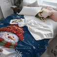 thumbnail image 3 of Christmas Throw Flannel Blanket 50x60In Snowman with Cap Xmas Snowflake Navy Blue Super Soft Cozy Bed Blanket, Lightweight Plush Fuzzy Bed Throw for Bedroom Sofa Couch Living Room, 3 of 4