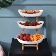 thumbnail image 4 of 3 Tier Plate Holder Set Table Fruit Bowl Plates Kitchen with Floors Partitioned Candy Cake Trays Wooden Tableware Dishes 1 Tier Green, 4 of 6