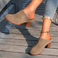 thumbnail image 5 of THDHVS Slippers for Women,Womens Sandals,Women Solid Color Mule Heels with Elevator and Block Heel for Casual Outings Khaki, 5 of 10