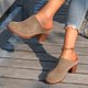thumbnail image 4 of Mujeres Tacones Altos Color Sólido Cerrado Dedo Del Pie Bloque Tacón Tope Mulas, Zapatillas de Verano de las Mujeres para la Oficina Y la Comodidad Diaria, 4 of 9