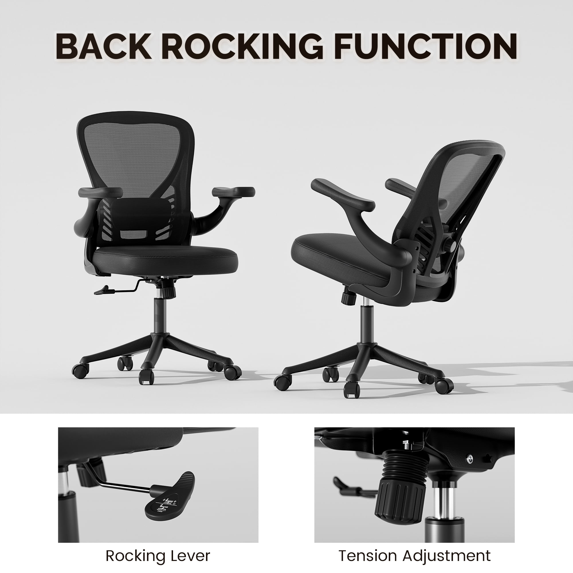 iooHug Ergonomic Mesh Office Chair, Computer Desk Chair with Adjustable Lumbar Support and 3D Armrests, Swivel Task Chair for Home Office, Black