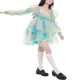 thumbnail image 4 of Robe Princesse à Manches Longues pour Femmes Robe en Tulle à Volants Col Carré Ligne A, 4 of 6