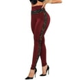 thumbnail image 1 of Gibobby Leggings térmicos mujer Pantalones de yoga casuales cómodos elásticos de talle de encaje para mujer(Vino,M), 1 of 5