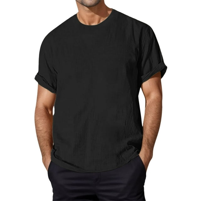 Cathalem Men's T-Shirt Athletic Running Gym Workout Short Sleeve Tee Shirts,Black L