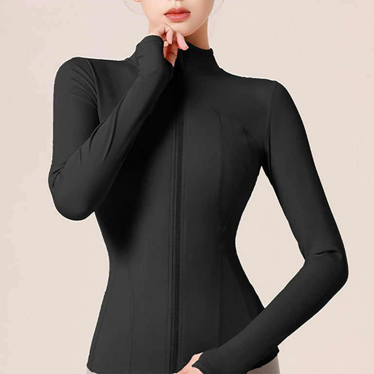Locachy Women s Slim Fit Full Zip Athletic Running Sports Workout Jacket With Pockets Walmart