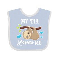 Inktastic My Tia Loves Me with Sloth and Hearts Boys or Girls Baby Bib