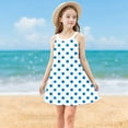 thumbnail image 2 of Moocorvic Toddler Girls Dresses Summer Spaghetti Strap Linen Cute Dot Print Casual Swing Sundress for Girls 13-14 Years,Blue, 2 of 8