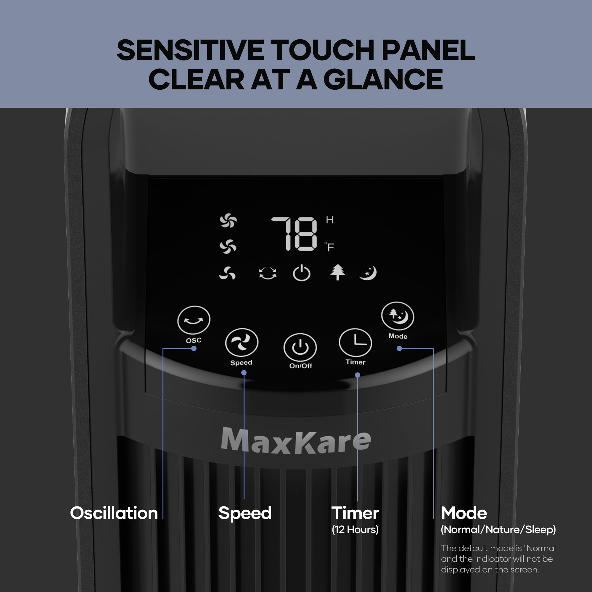MaxKare 36"  Tower Fan Oscillating Cooling Fan, Remote Control, 3 Wind Modes, Timer, for Office, Home