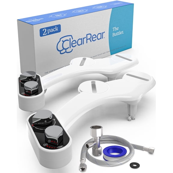Clear Rear Fresh Water Bidet Attachment – Easy Install Toilet Bidet, Dual Pack