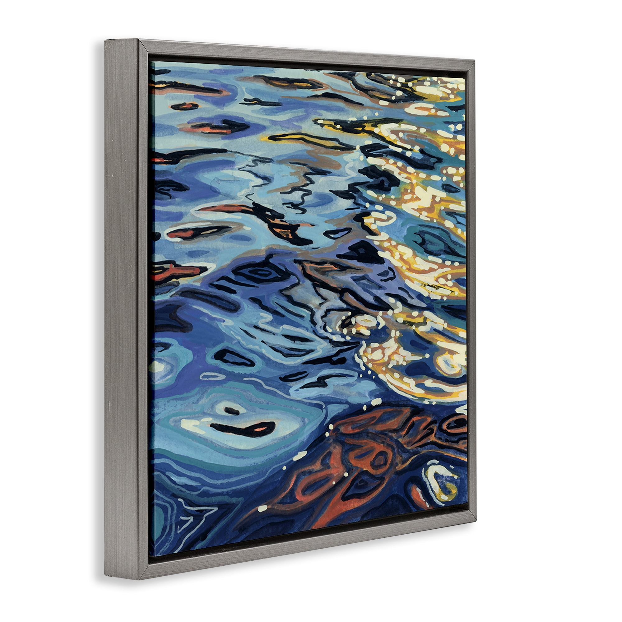 Stupell Industries Sunrise on Rippling Water Gray Framed Floater Canvas Wall Art, design by Kate Jarvik Birch