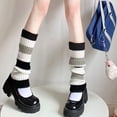 thumbnail image 6 of OOKWE Women Student Knit Leg Warmers Crochet Ribbed Rainbow Striped Lolita Boot Socks, 6 of 13