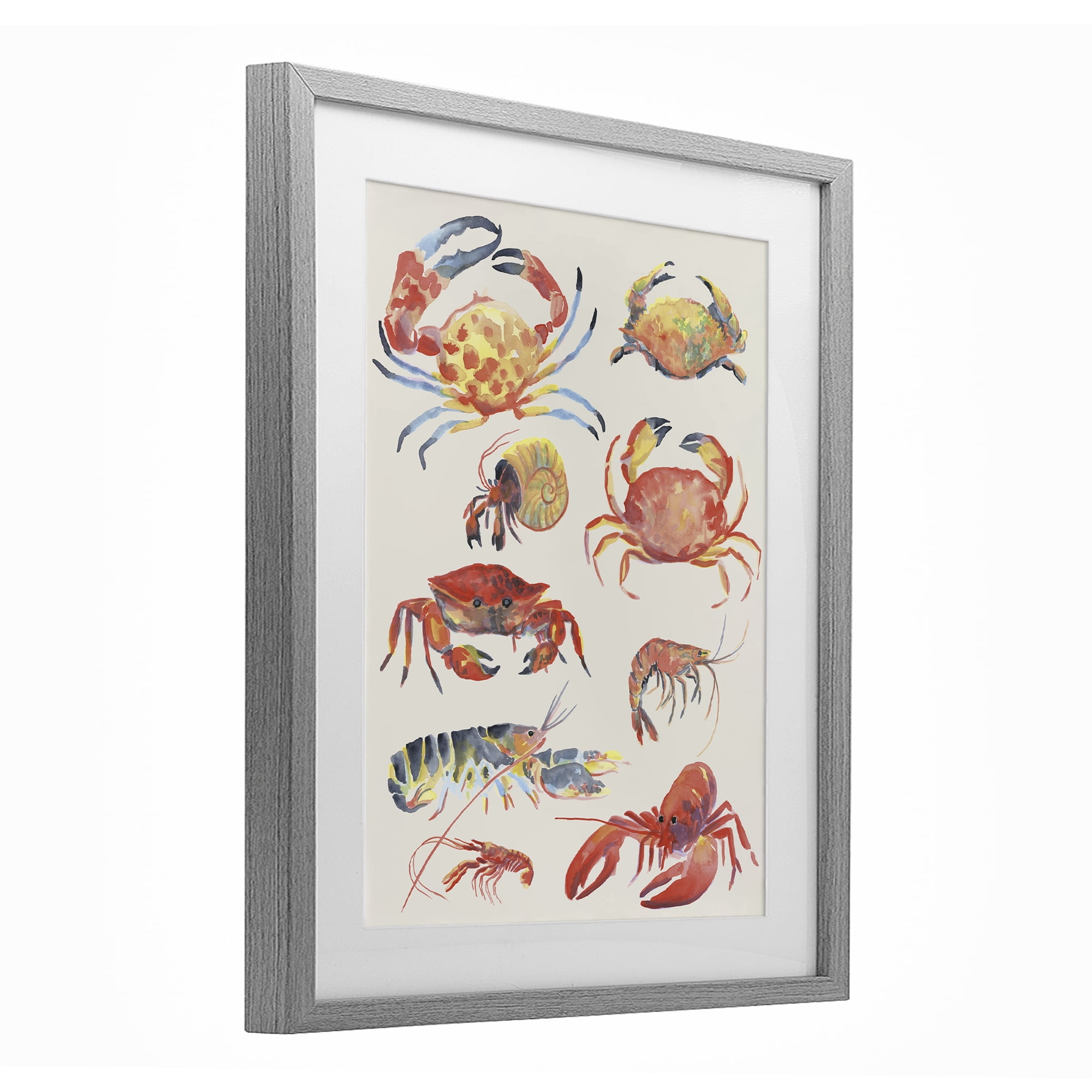 Stupell Industries Nautical Crustacean Collection Gray Framed Print Under Glass, design by June Erica Vess