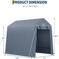 thumbnail image 2 of 7x10 ft gray outdoor almacenamiento shed/portable carport con roll-up ventilated zipper door y windows, 2 of 8