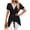 Black, variant on Women's Lace V Neck Tops Waist Belted Ruffle Cuff Blouse Asymmetric Casual Vacation Blouses Black,S