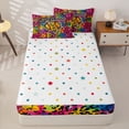 thumbnail image 4 of Castle Fairy Abstract Softball Zipper Full Size Comforter Sets with Fitted Sheet and 2 Pillowcases, Gradient Tie-Dye Leopard Print Zipper Bedding Set,4pcs, 4 of 6