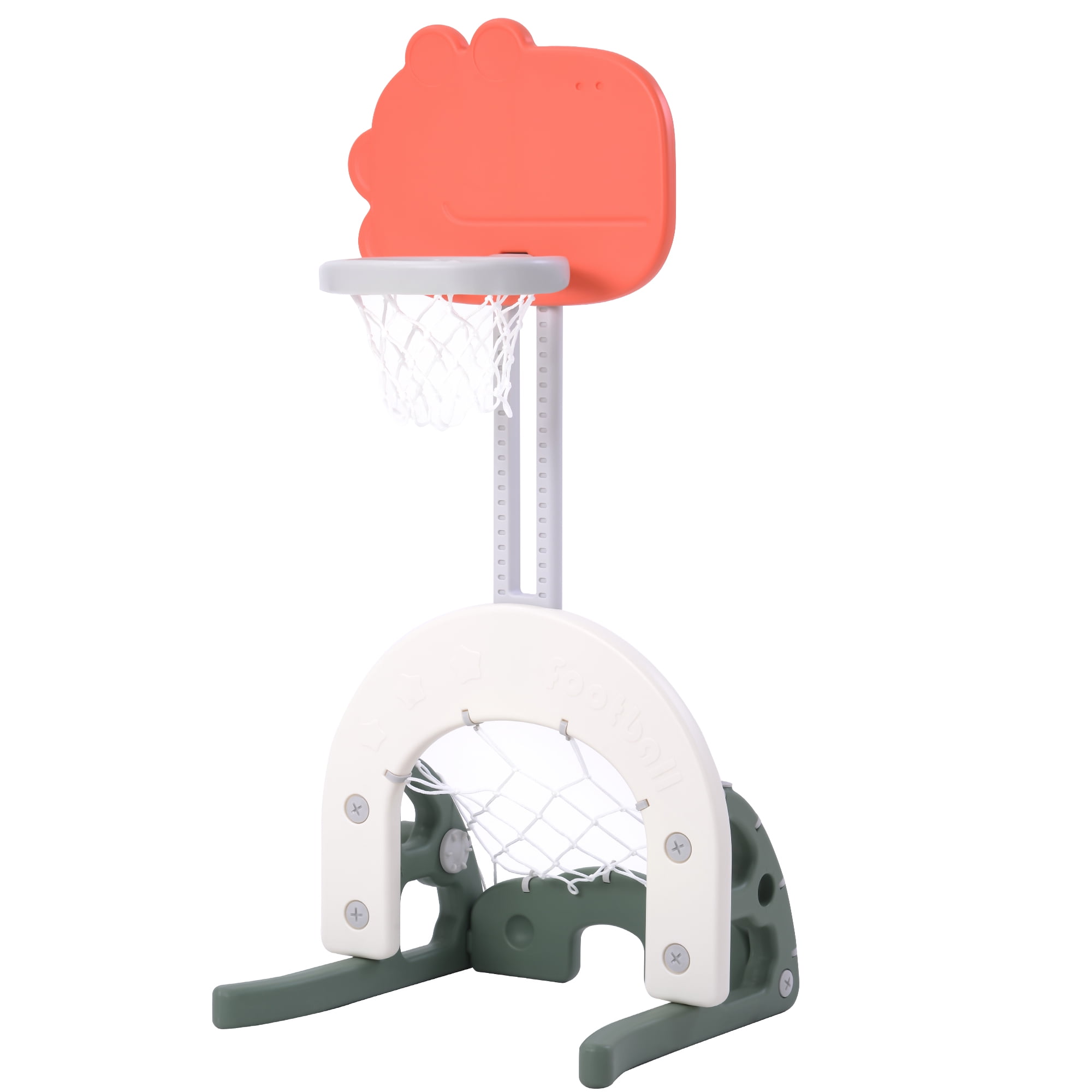 EUROCO 6 in 1 Toddle and Swing Set with Adjustable Swing and Slide Height, Rocket Swing Set with Basketball Stand