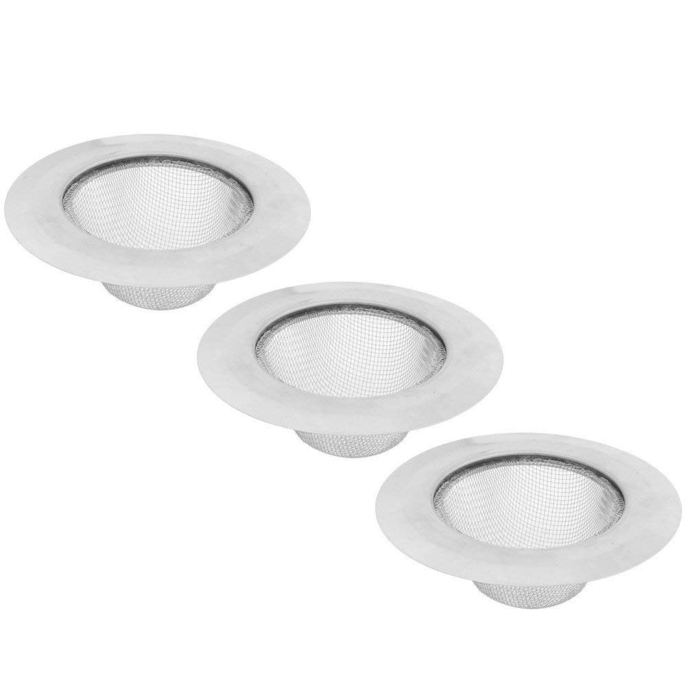 Wideskall 4.5' Stainless Steel Large Wide Rim Sink Strainer for Kitchen Drain Strainer Pack of 3