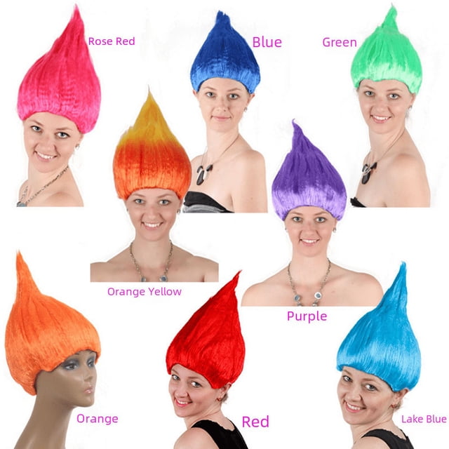Peluca alternativa europea y americana esponjosa roja Peluca de llama navideña personalizada Peluca de Halloween Peluca de festival de trolls