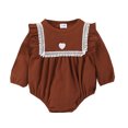 thumbnail image 1 of Gibobby Mameluco para niña de manga larga con volantes y borlas para niñas pequeñas, monos para recién nacidos, ropa(Café, 6-9 Meses), 1 of 5