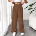 thumbnail image 5 of ZACPNCV Womens Loose Wide Leg Pants Casual Trousers High Waisted Loose Straight Leg Stylish Pants Suit Pants Coffee, 5 of 7