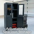 thumbnail image 2 of Sunnydaze Plastic Lockable Storage Cabinet with 3 Adjustable Shelves and 2 Windows - Charcoal - 48.75", 2 of 8
