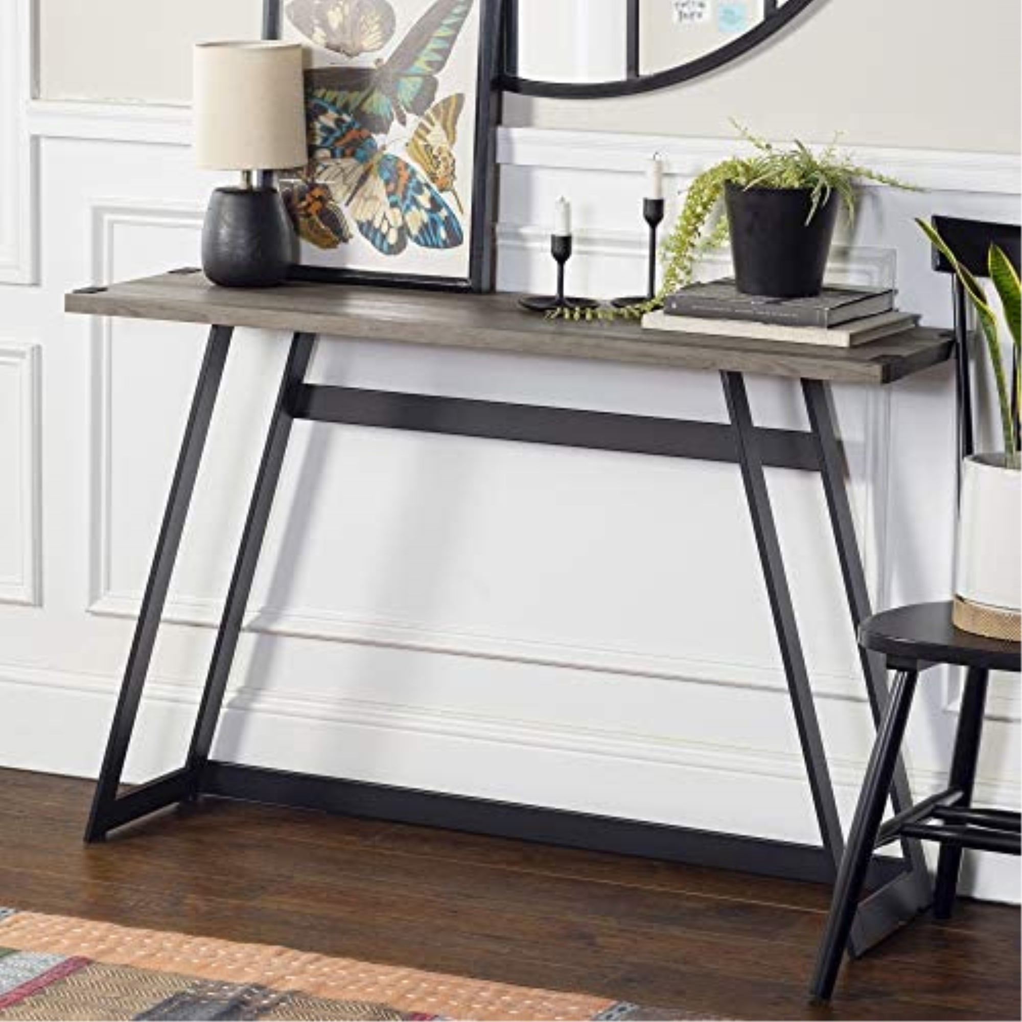 Walker Edison 46" Faux Wrap Leg Modern Industrial Entry Table - Grey ...