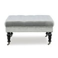thumbnail image 3 of Linon Isabelle Square Upholstered Ottoman Black Legs in Light Gray Fabric, 3 of 7