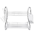 thumbnail image 4 of SAYFUT 2/3 Tier Stainless Steel Dish Display Stand Drainer Drying Rack Drainboard Home Kitchen Shelf Space-Saving Organizer Storage Rack, Black/ White/ Silver, 4 of 8