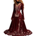 thumbnail image 2 of HCBY Women's Halloween Maxi Dress Long Sleeve V Neck Printed Gothic Inspired A Line Long Dress for Vintage Party and Themed Events, 2 of 4