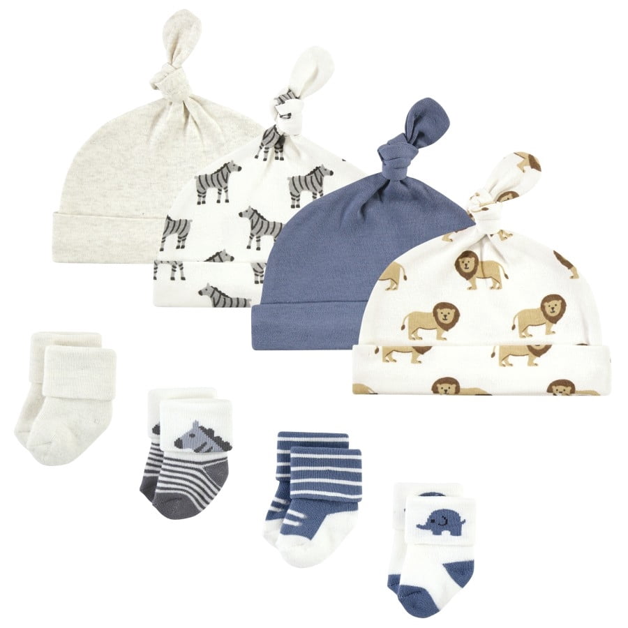 Hudson Baby Infant Boy Cap and Socks Set, Safari, 0-9 Months