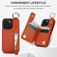 thumbnail image 2 of JTCASES for iPhone 12 Mini Case, PU Leather Lychee Pattern Zipper Purse Finger Ring Buckle Card Slots Stand Shell for iPhone 12 Mini Wear-resistant Shockproof Wallet Cover, Brown, 2 of 8