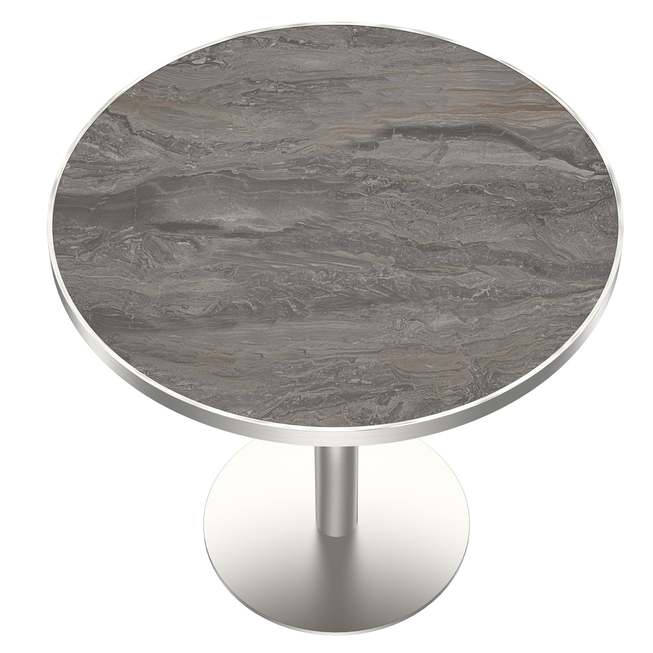 Noble House 31.5" Round Dining Table with Faux Marble Top, Luxury Bistro Table with Stainless Steel Legs, Gray & Silver