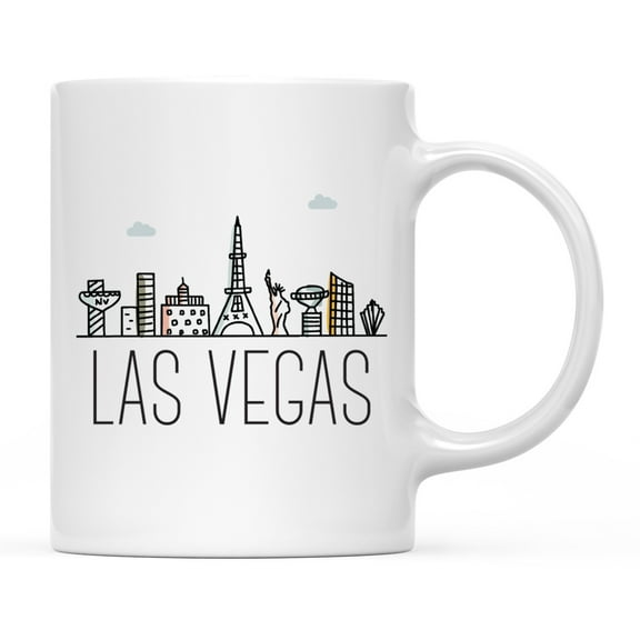 Koyal Wholesale Colorful City Skyline Graphic Ceramic Coffee Mug, Las Vegas